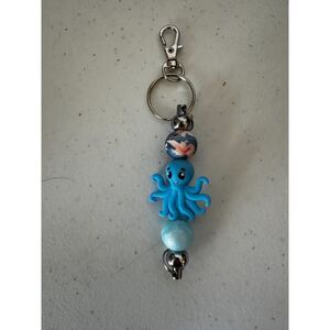 Baby Blue Octopus Silicone Bead Keychain – Cute Handmade Accessory